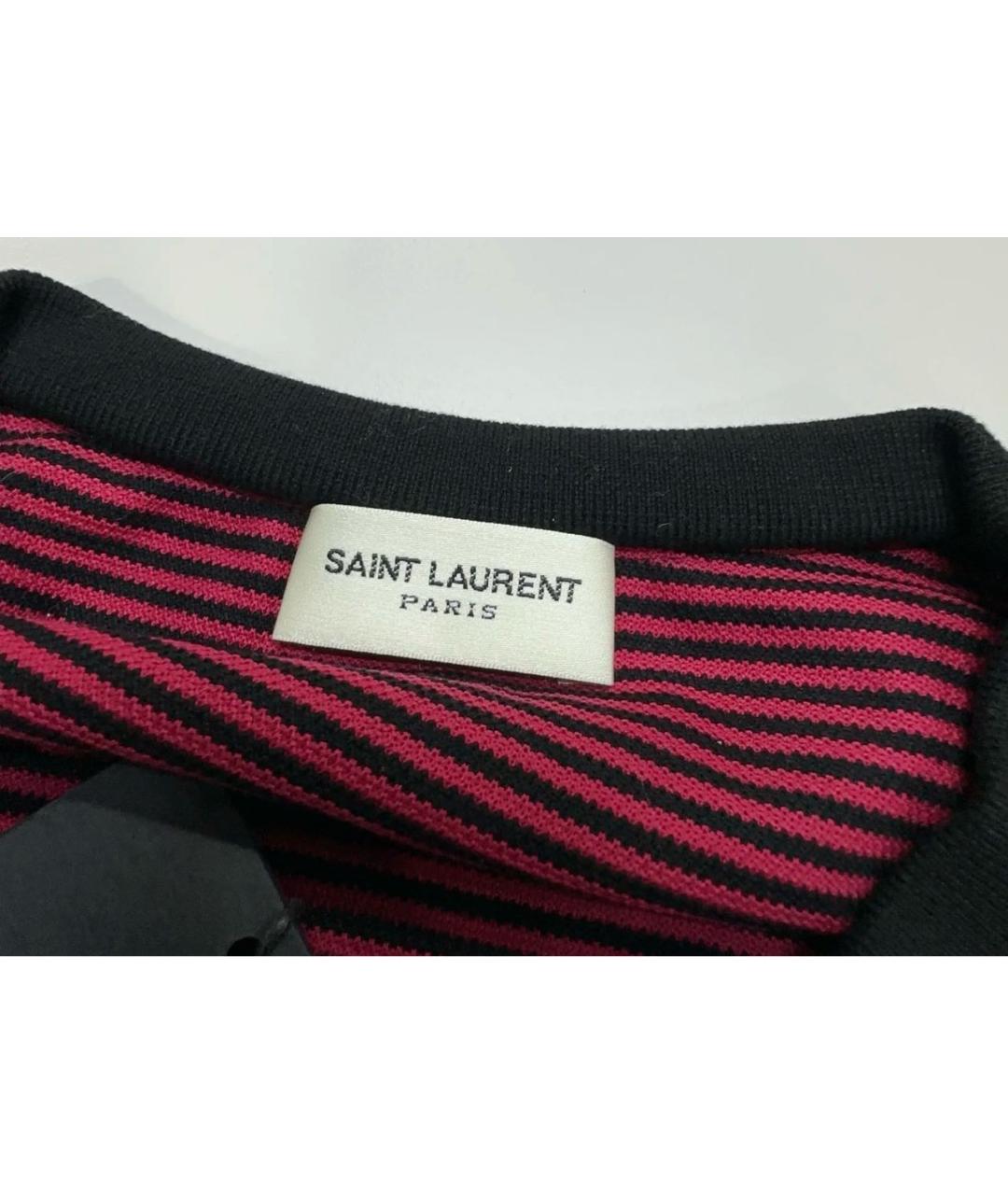 SAINT LAURENT Бордовая хлопковая футболка, фото 3