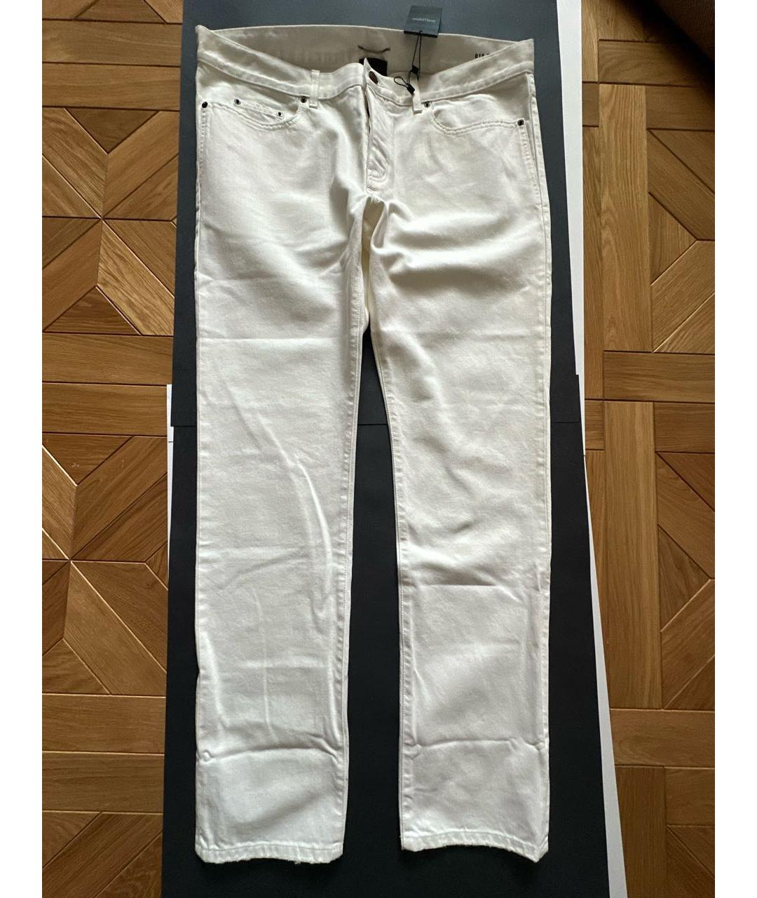 SAINT LAURENT Белые хлопковые прямые джинсы, фото 9
