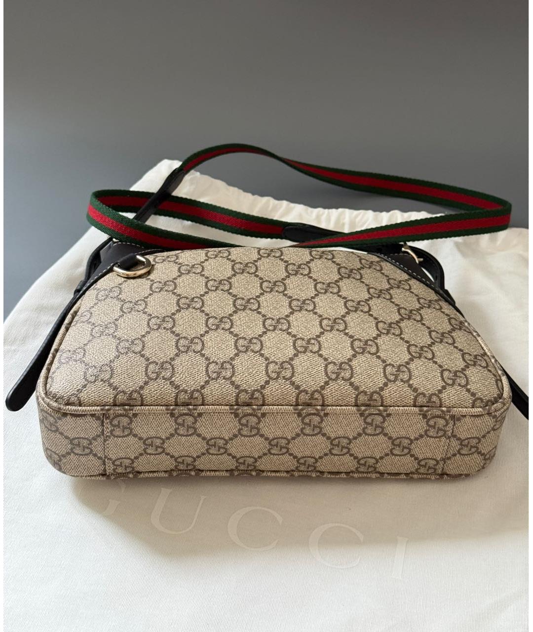 GUCCI Бежевая кожаная сумка через плечо, фото 8