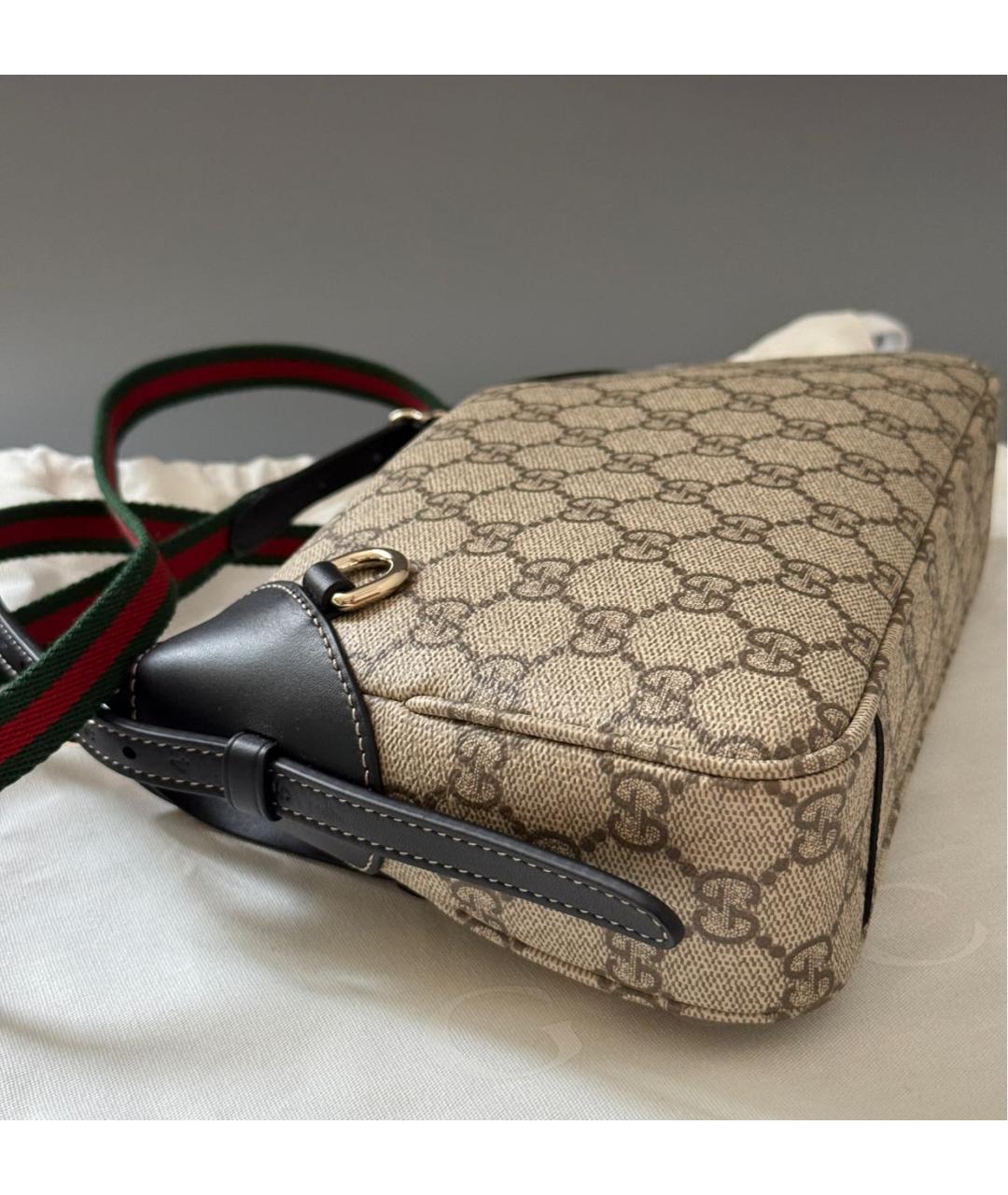 GUCCI Бежевая кожаная сумка через плечо, фото 7