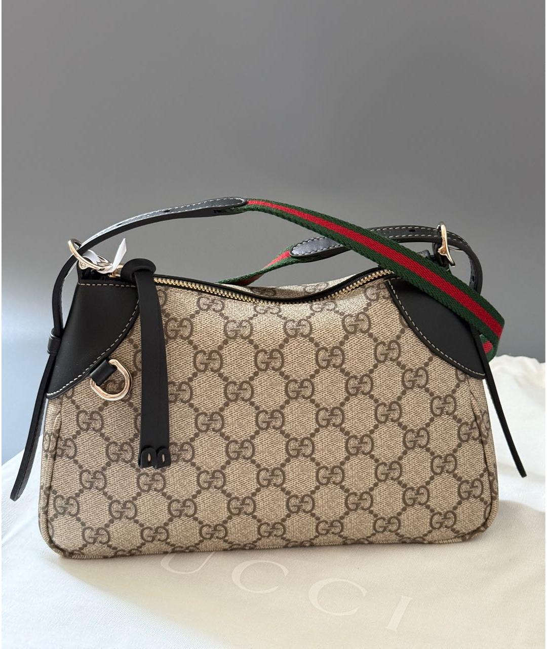 GUCCI Бежевая кожаная сумка через плечо, фото 6