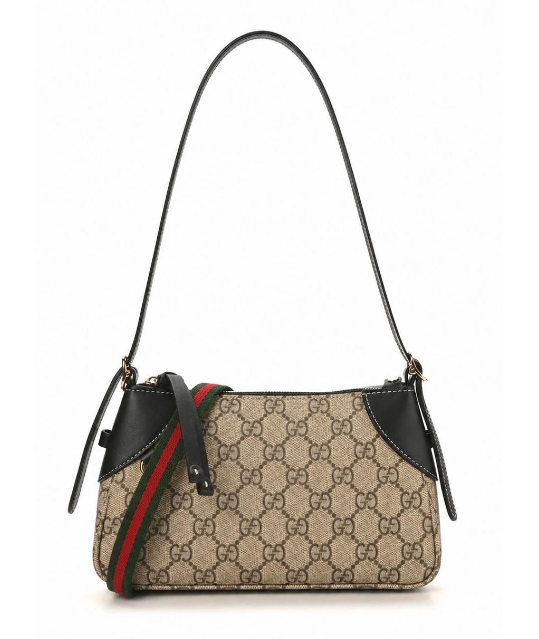 GUCCI Бежевая кожаная сумка через плечо, фото 9