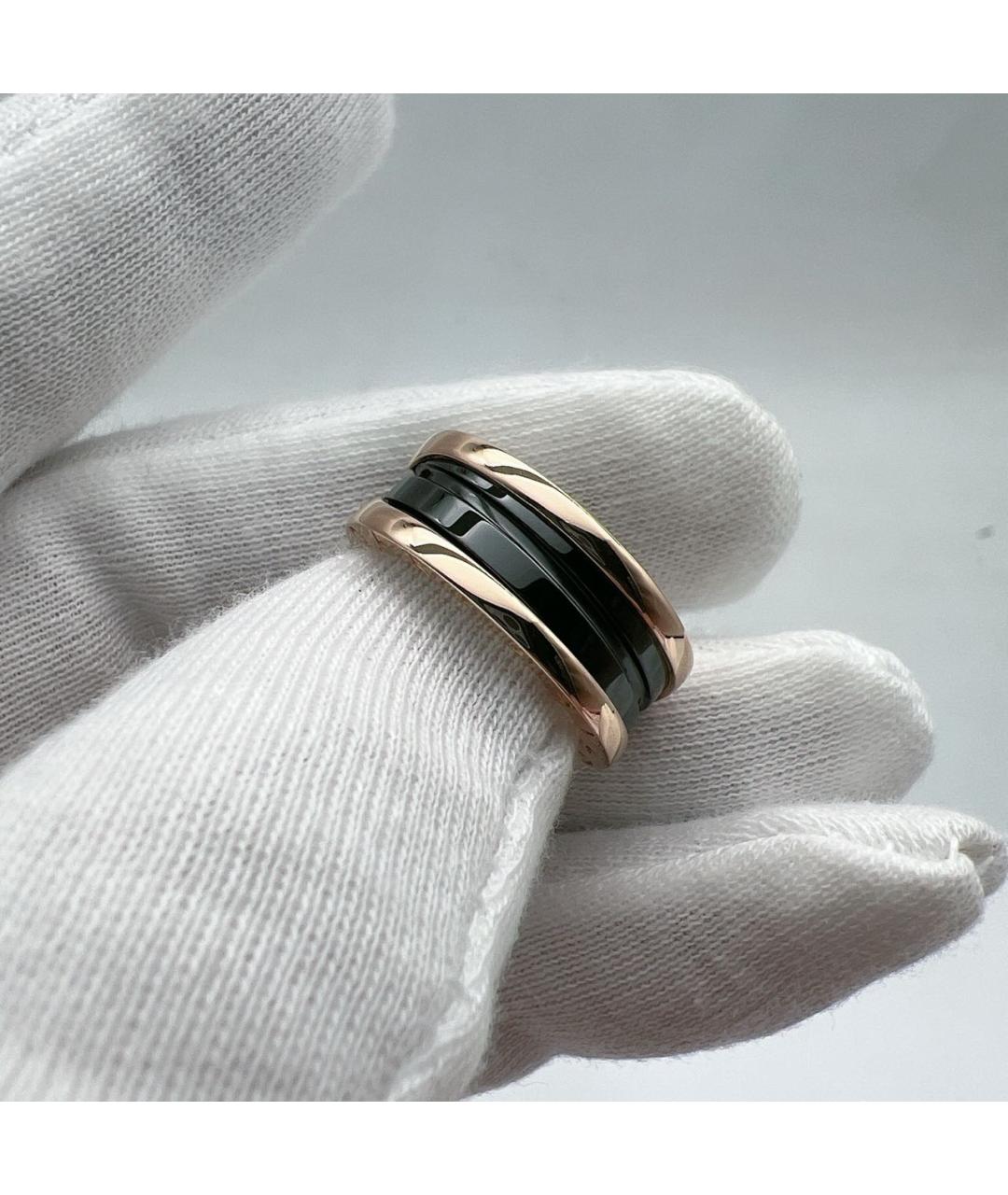 BVLGARI Черное кольцо из розового золота, фото 2