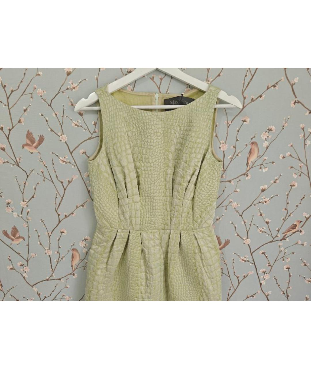 MAX MARA Салатовое хлопковое коктейльное платье, фото 3