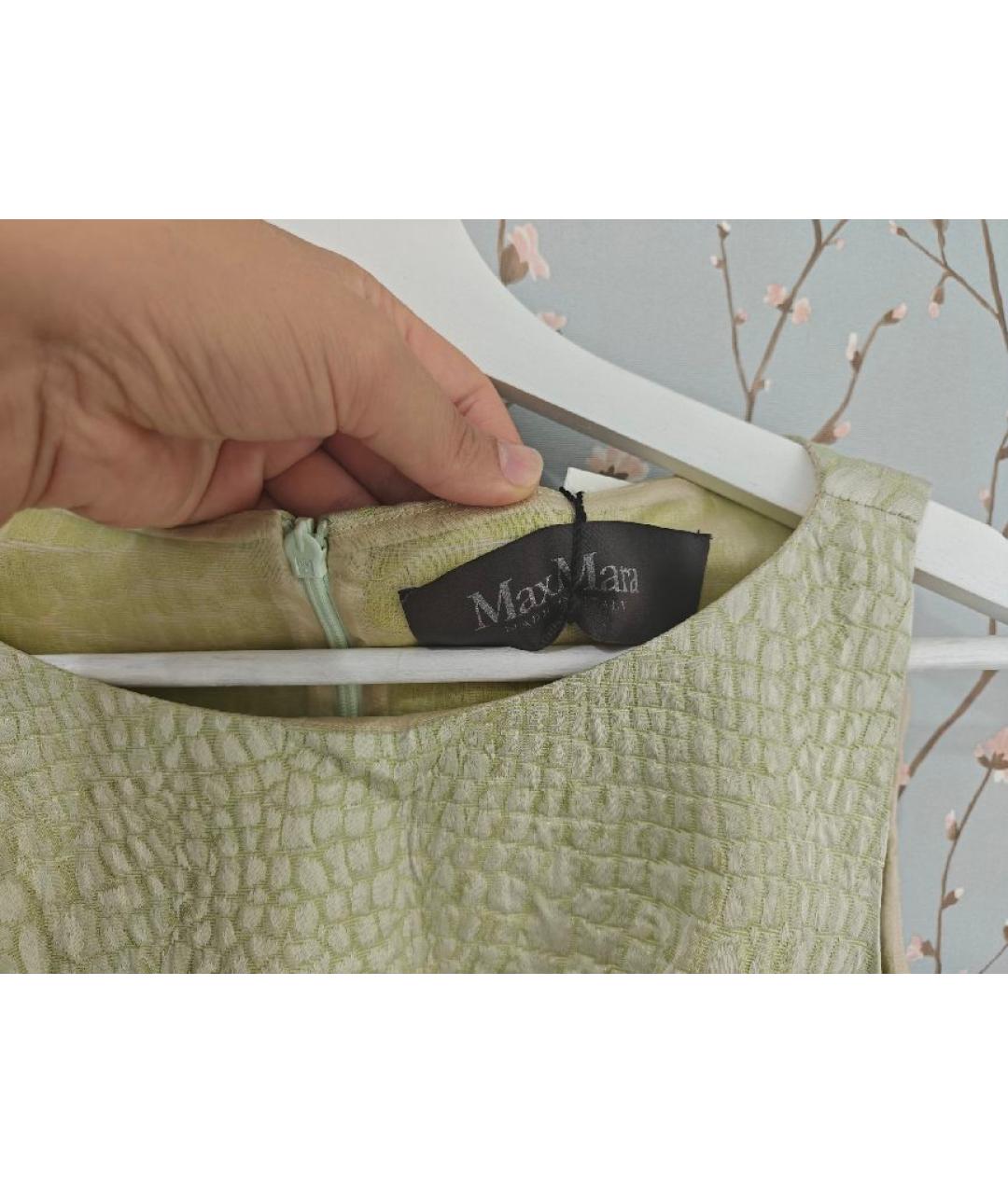 MAX MARA Салатовое хлопковое коктейльное платье, фото 5