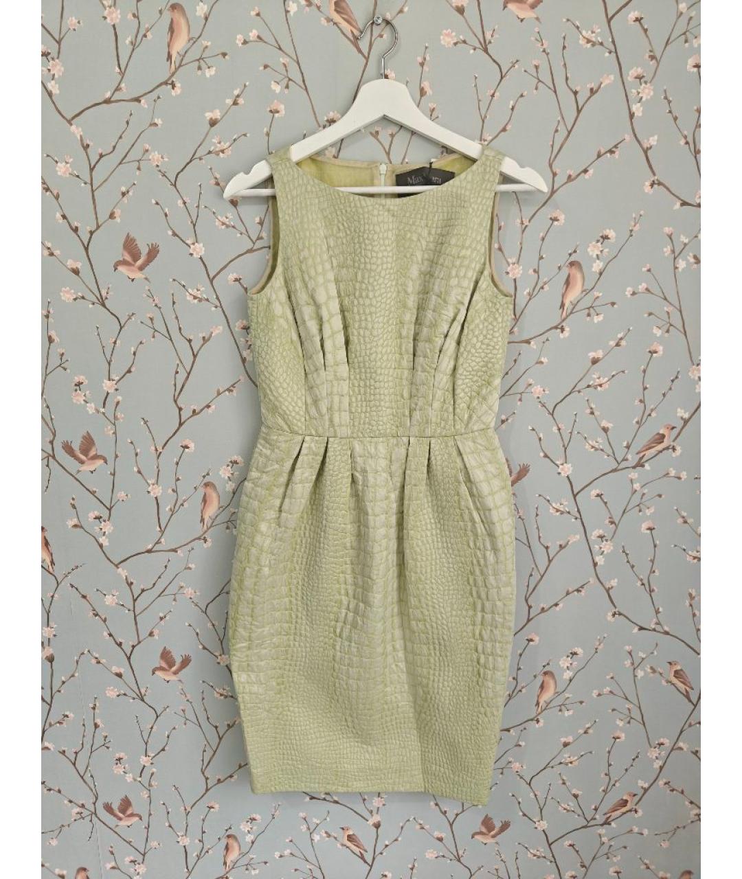 MAX MARA Салатовое хлопковое коктейльное платье, фото 10