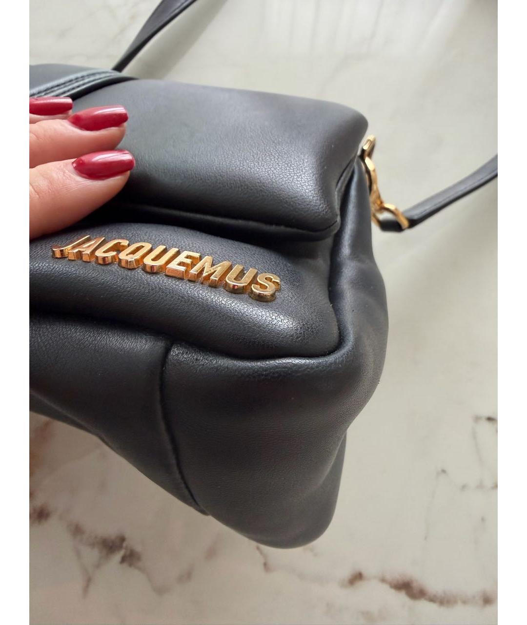JACQUEMUS Черная кожаная сумка через плечо, фото 6
