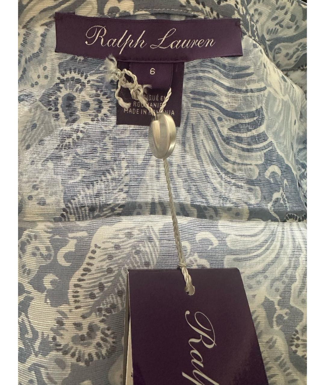 RALPH LAUREN PURPLE LABEL Голубое шелковое повседневное платье, фото 3
