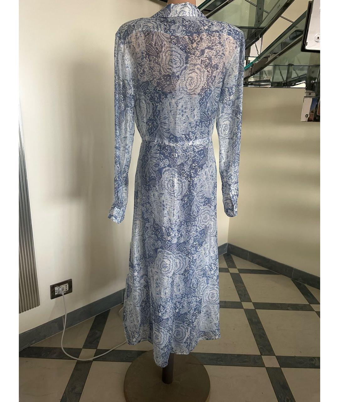 RALPH LAUREN PURPLE LABEL Голубое шелковое повседневное платье, фото 2