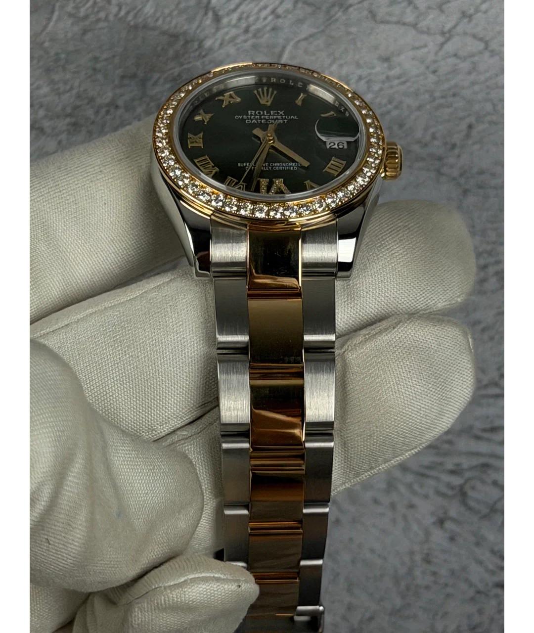 ROLEX Зеленые часы из желтого золота, фото 5
