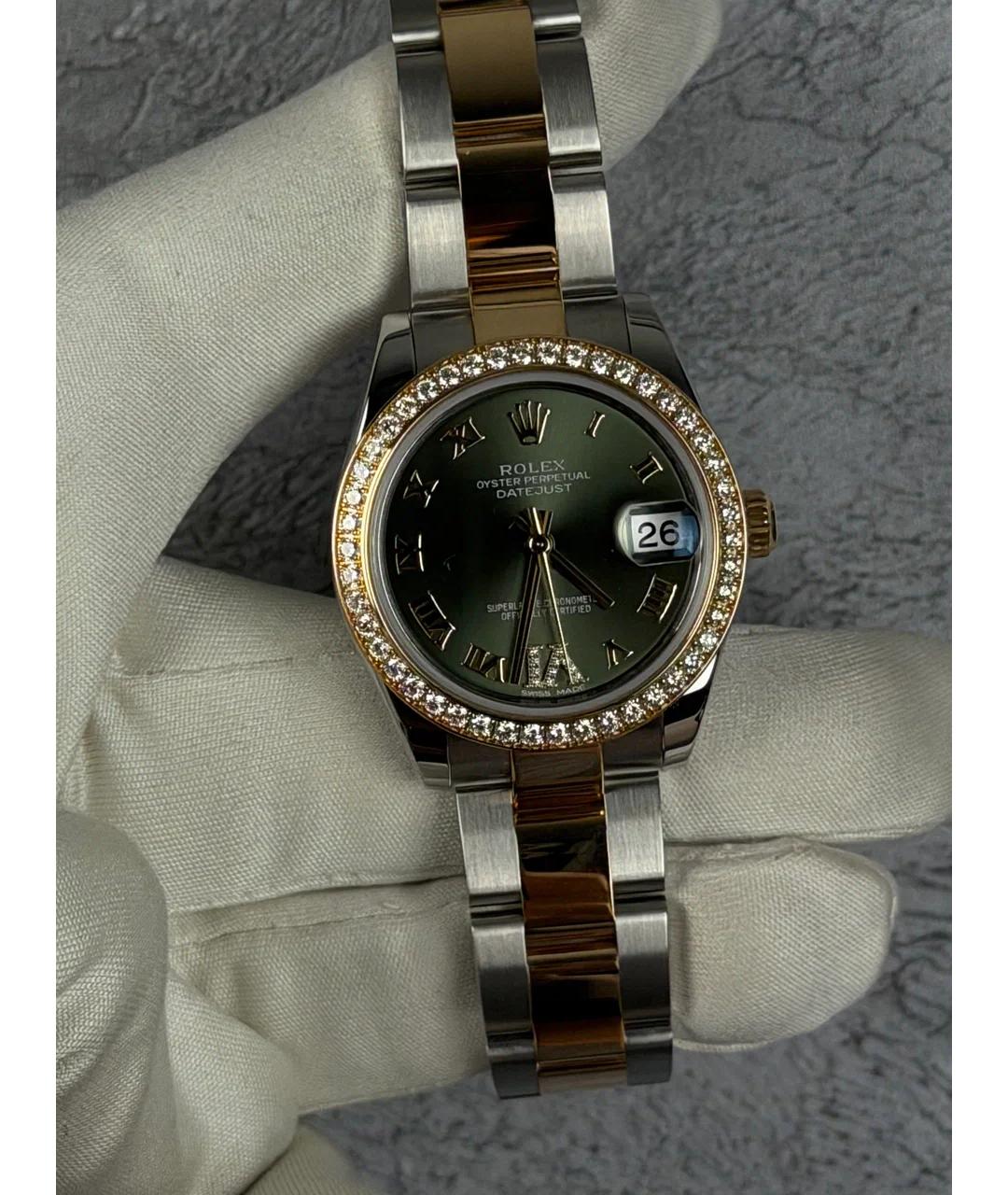 ROLEX Зеленые часы из желтого золота, фото 2