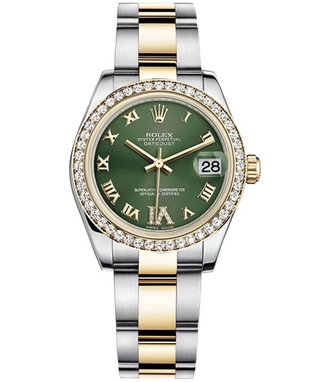 ROLEX Зеленые часы из желтого золота, фото 1