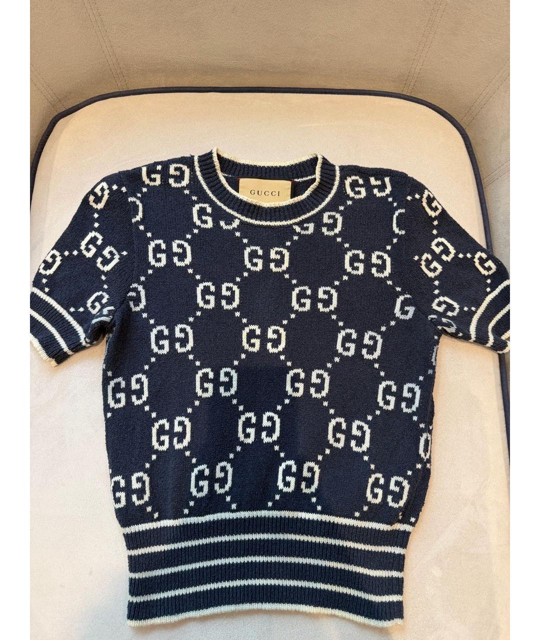 GUCCI Темно-синий хлопковый джемпер / свитер, фото 5