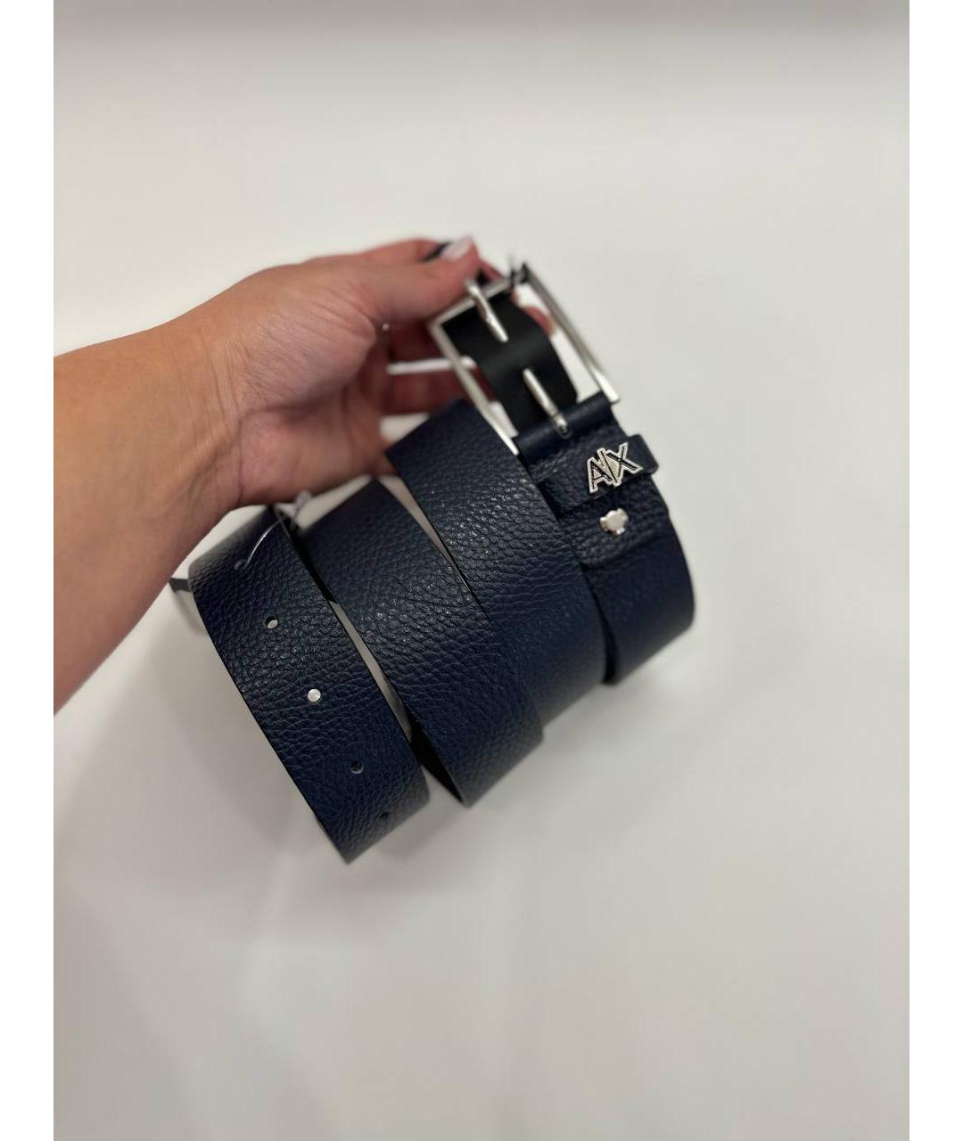 ARMANI EXCHANGE Темно-синий кожаный ремень, фото 2