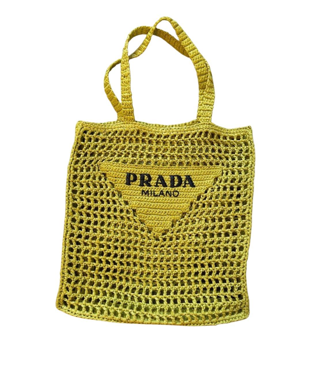 PRADA Желтая рафия пляжная сумка, фото 1