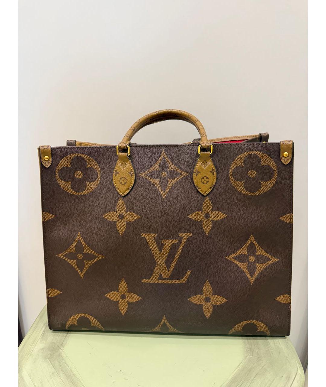 LOUIS VUITTON Коричневая канва сумка тоут, фото 5