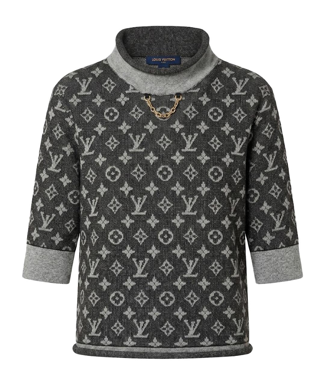 LOUIS VUITTON Антрацитовый шерстяной джемпер / свитер, фото 1