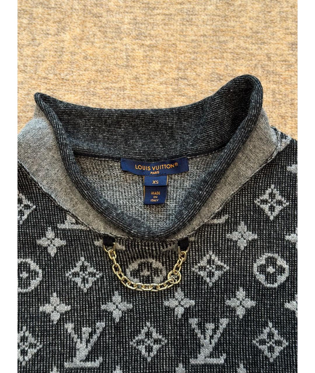 LOUIS VUITTON Антрацитовый шерстяной джемпер / свитер, фото 3