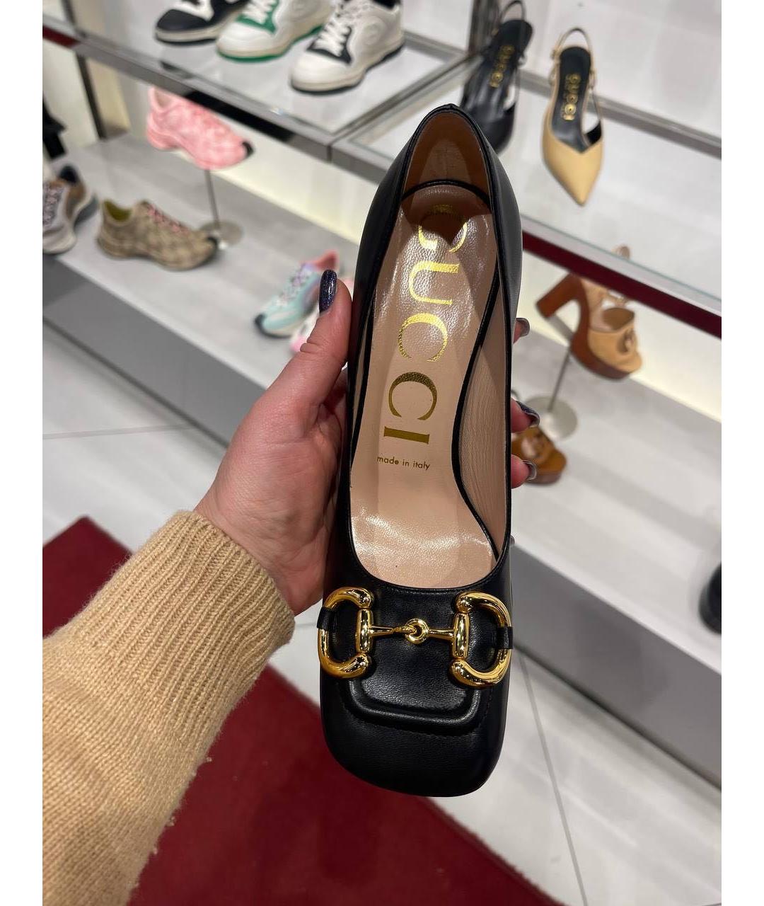 GUCCI Черные кожаные туфли, фото 5