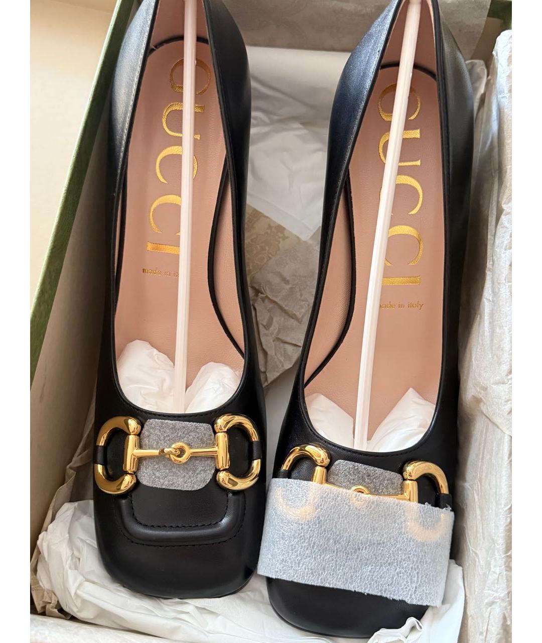 GUCCI Черные кожаные туфли, фото 2
