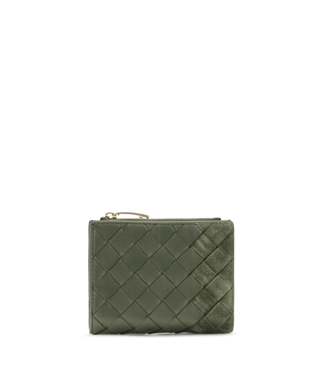 BOTTEGA VENETA Зеленый кожаный кошелек, фото 1