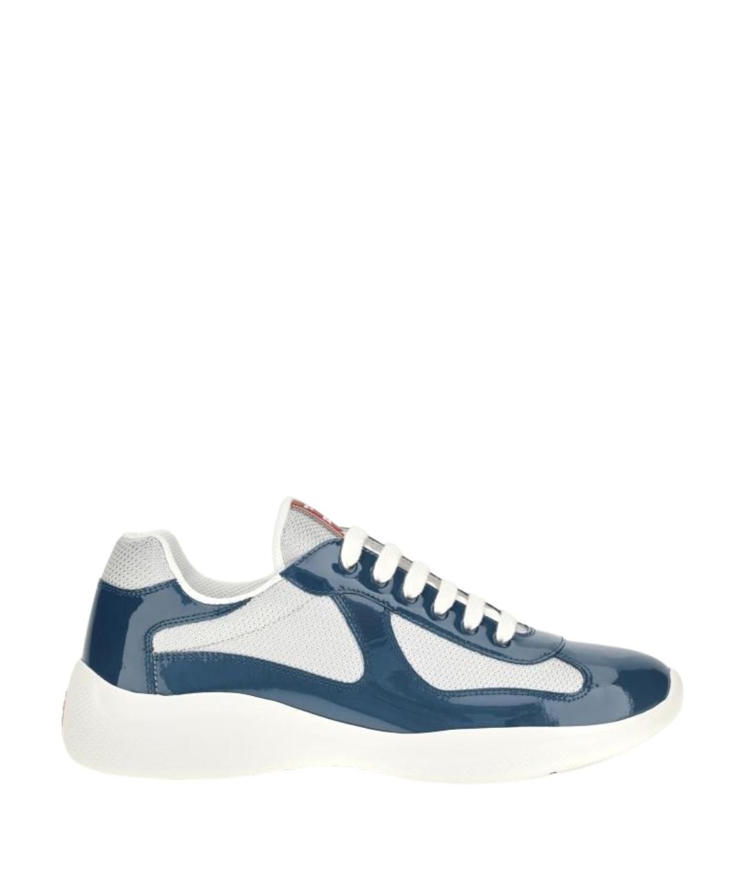 PRADA Синие низкие кроссовки / кеды из лакированной кожи, фото 1