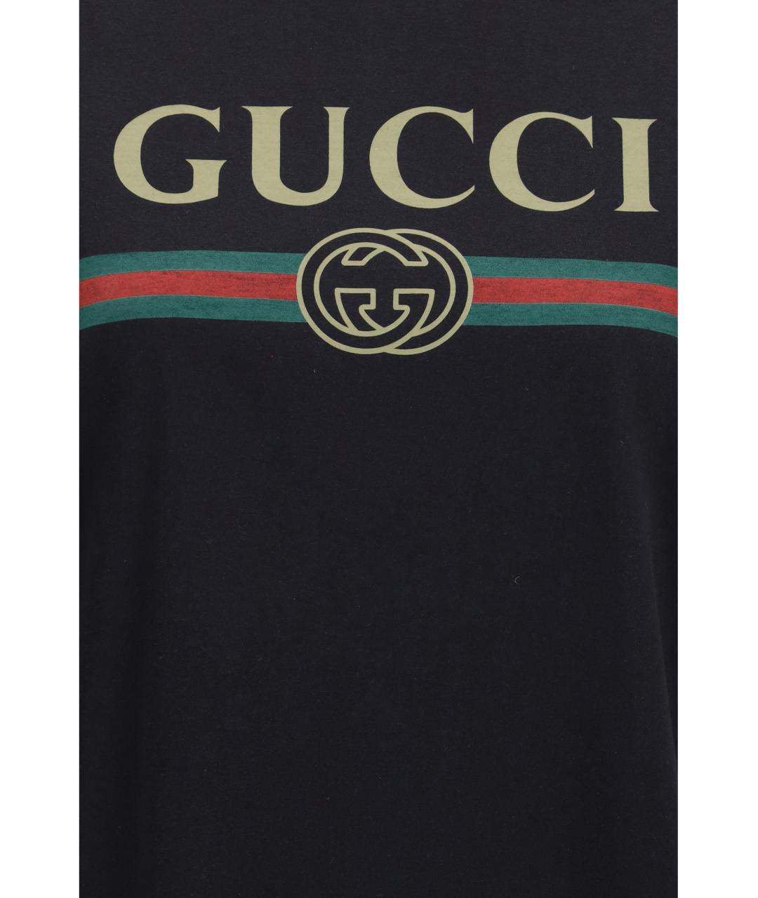 GUCCI Черная хлопковая футболка, фото 3