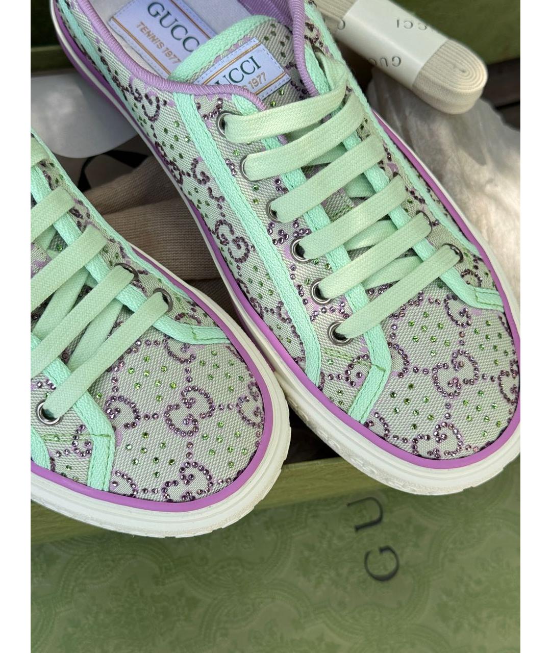 GUCCI Зеленые текстильные кеды, фото 4