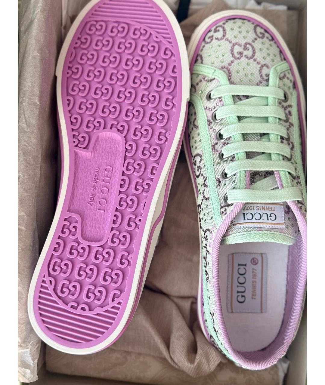 GUCCI Зеленые текстильные кеды, фото 3