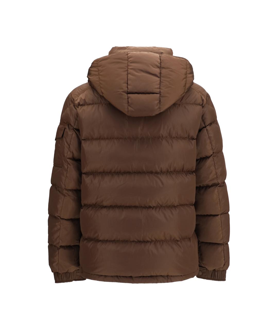 MONCLER Коричневый синтетический пуховик, фото 2