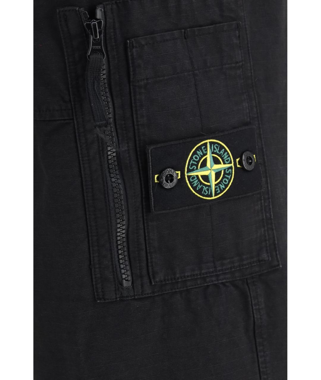 STONE ISLAND Черные хлопковые повседневные брюки, фото 3