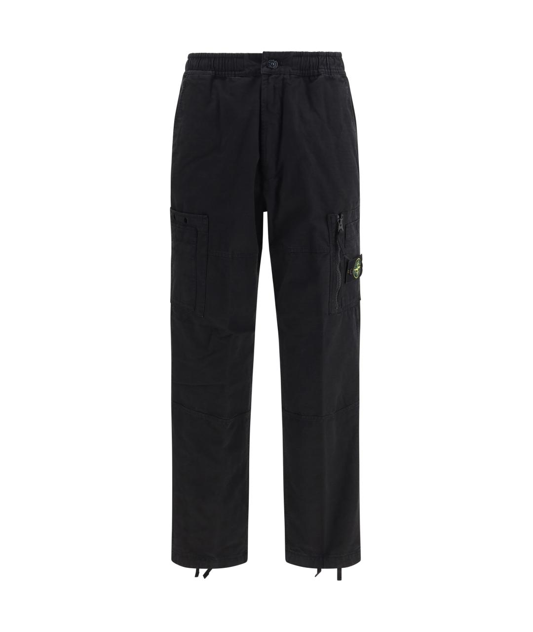 STONE ISLAND Черные хлопковые повседневные брюки, фото 1