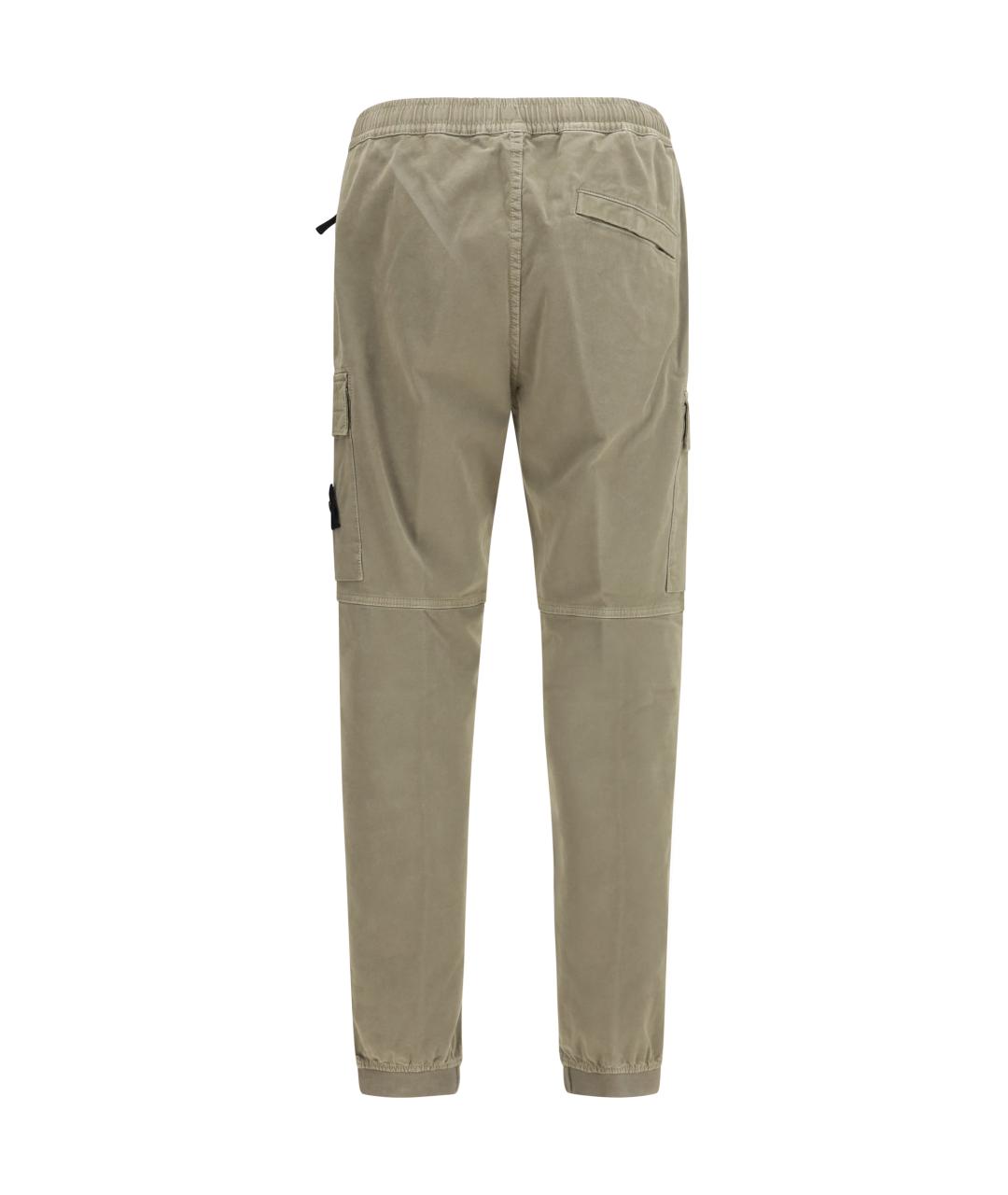 STONE ISLAND Хаки хлопковые повседневные брюки, фото 2