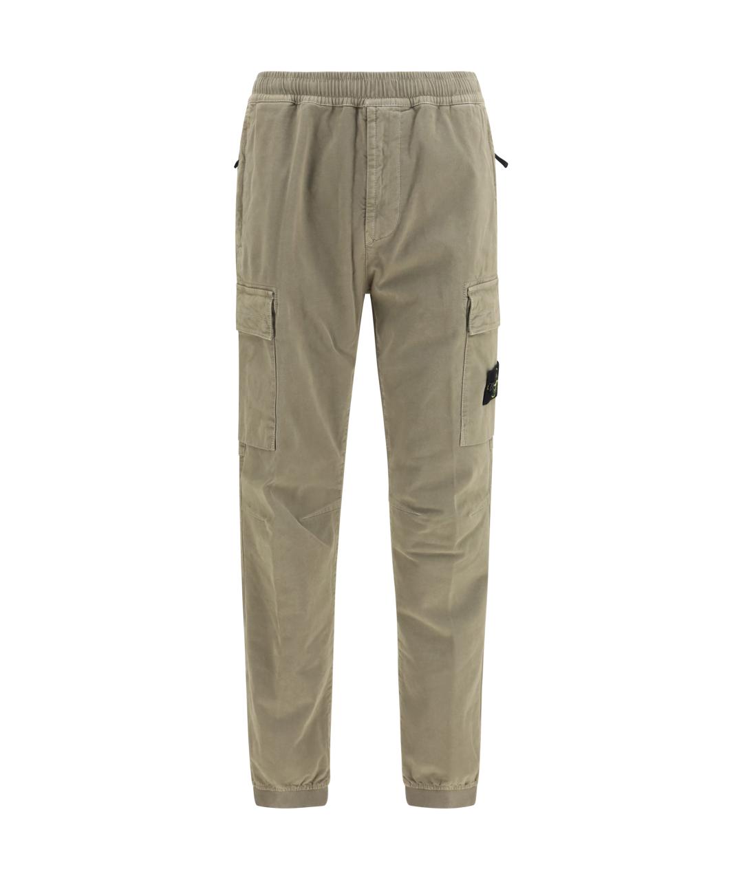 STONE ISLAND Хаки хлопковые повседневные брюки, фото 1