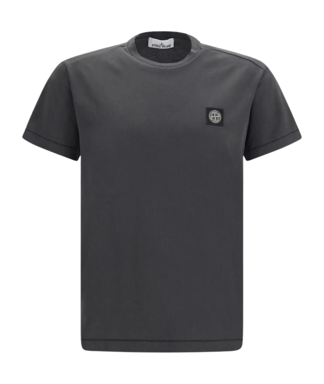 STONE ISLAND Серая хлопковая футболка, фото 1
