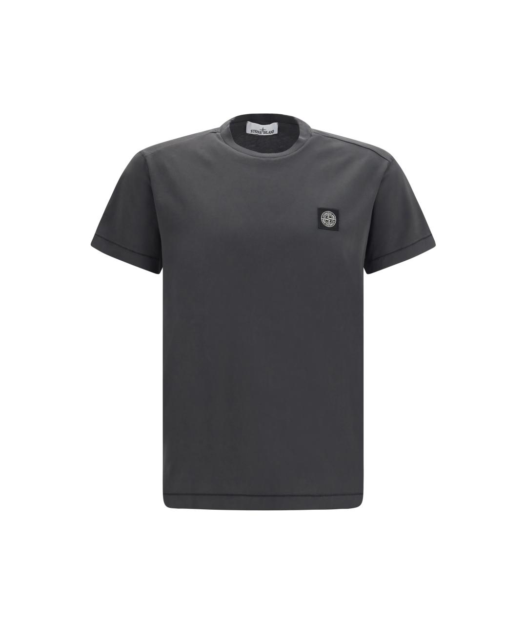 STONE ISLAND Серая хлопковая футболка, фото 4