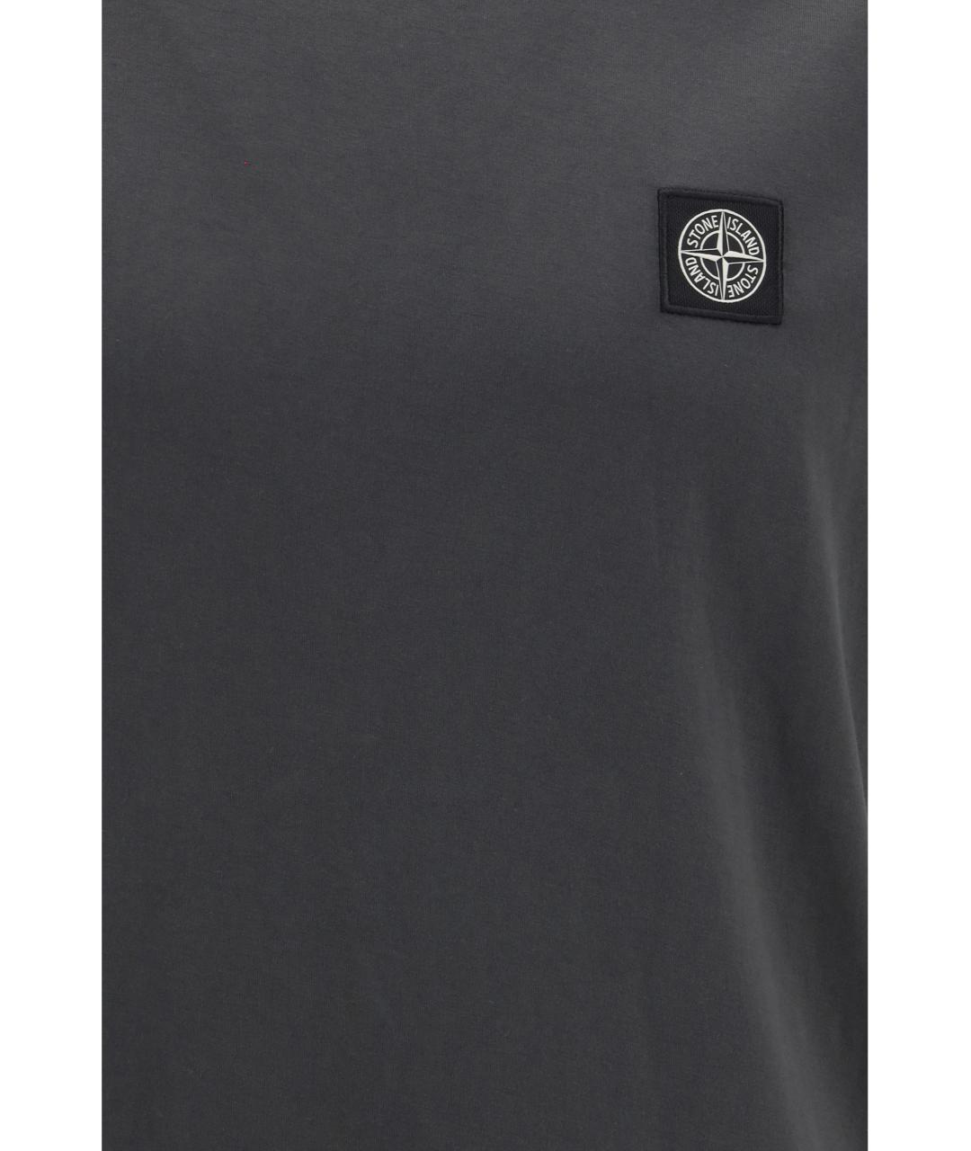 STONE ISLAND Серая хлопковая футболка, фото 3