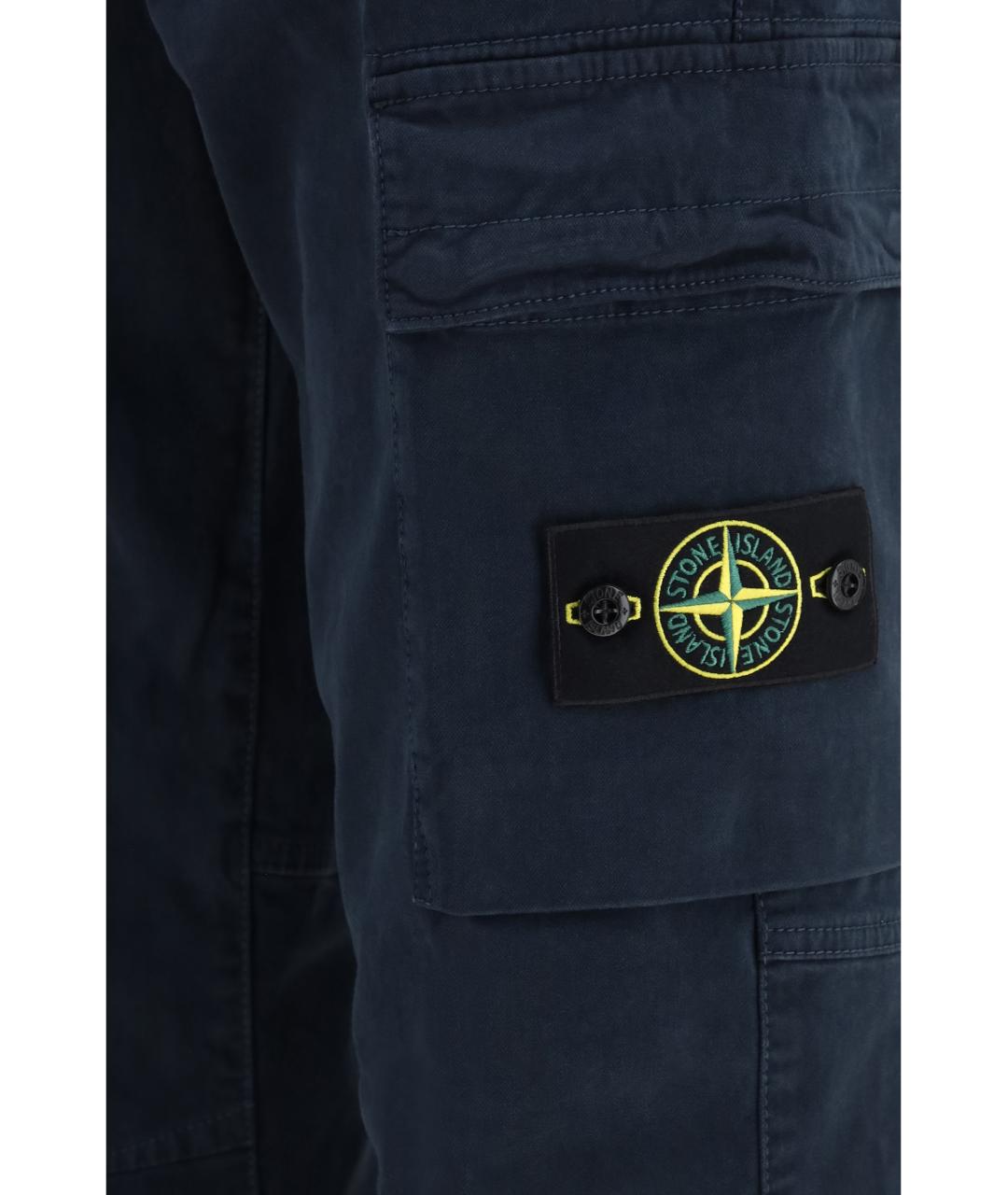 STONE ISLAND Синие хлопковые повседневные брюки, фото 3