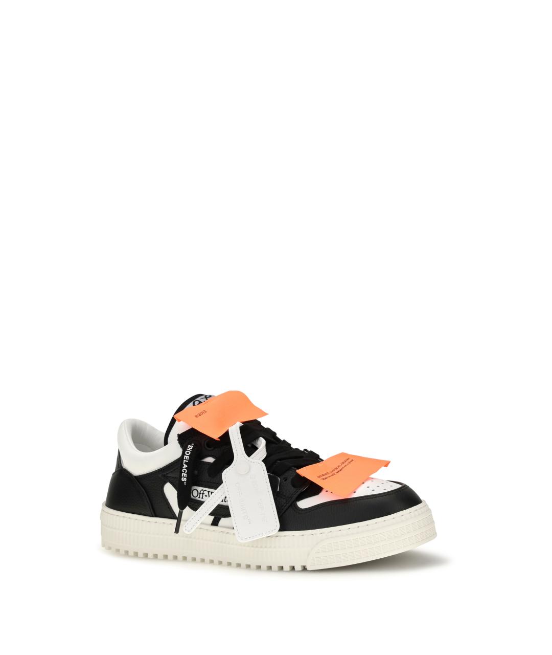 OFF-WHITE Черные кожаные низкие кроссовки / кеды, фото 2