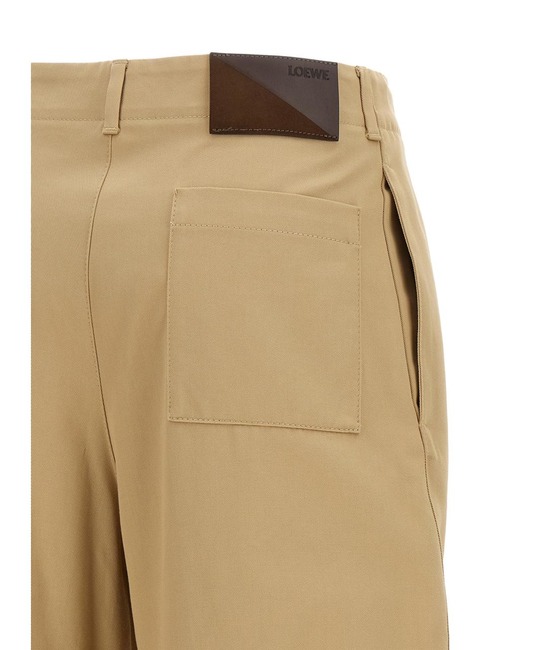 LOEWE Бежевые хлопковые прямые брюки, фото 4