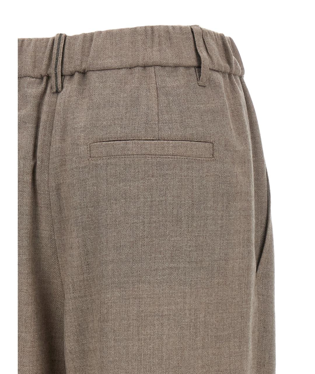 BRUNELLO CUCINELLI Белые шерстяные прямые брюки, фото 4