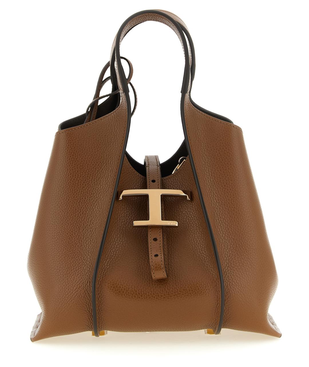 TOD'S Коричневая кожаная сумка тоут, фото 1
