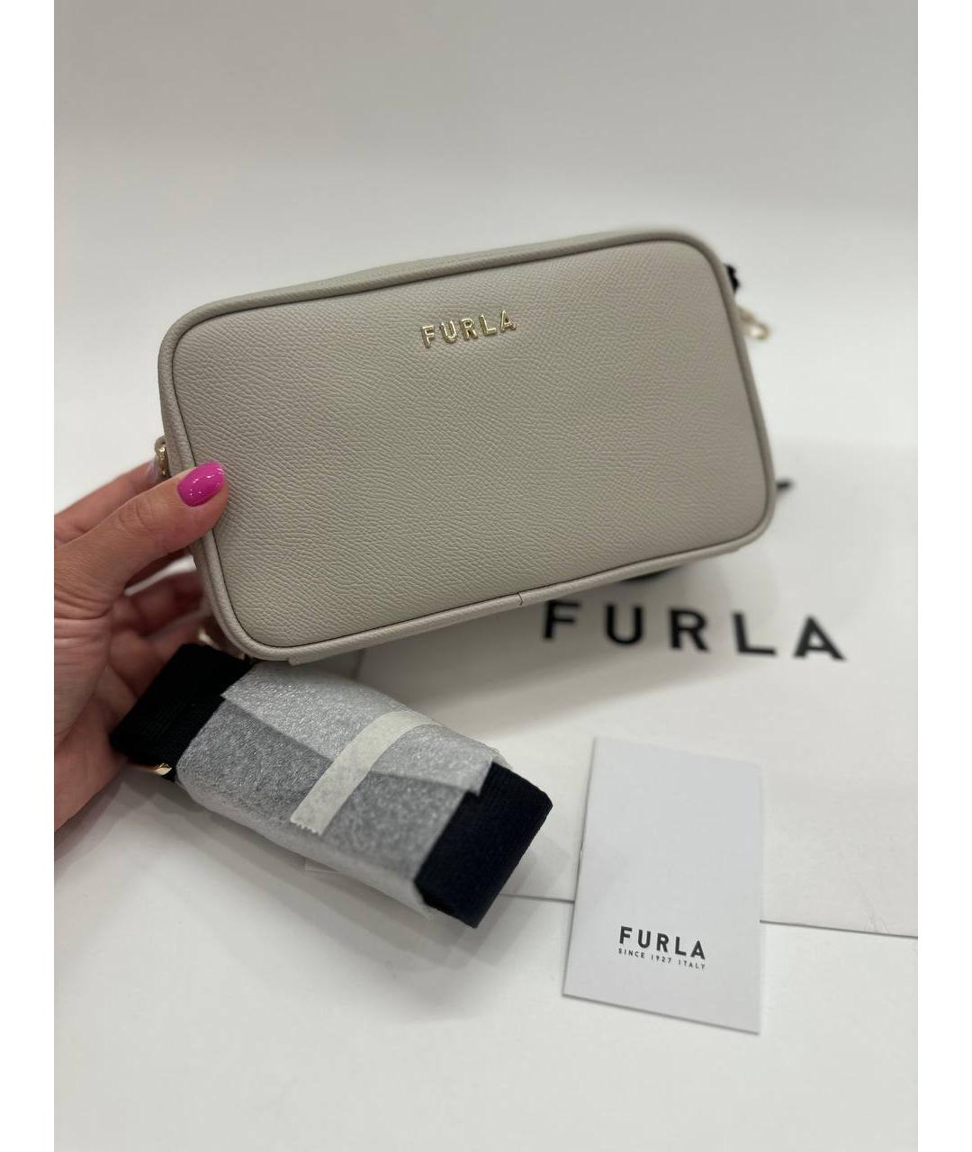 FURLA Белая кожаная сумка через плечо, фото 3
