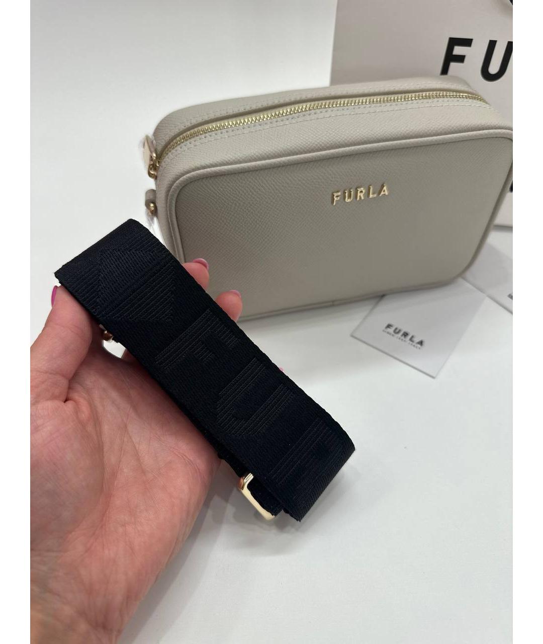 FURLA Белая кожаная сумка через плечо, фото 4