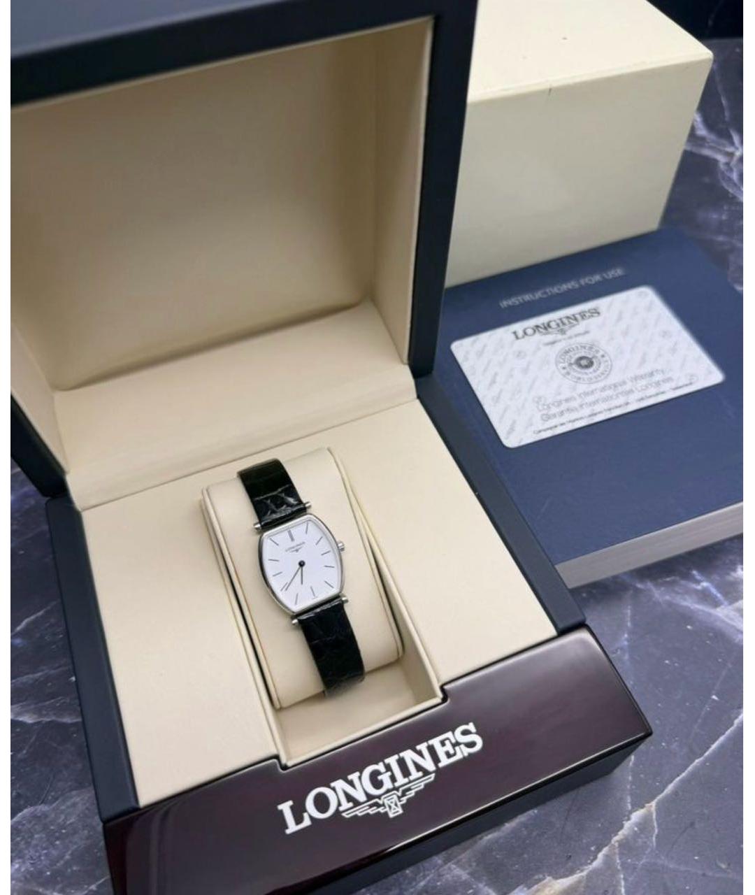 LONGINES Белые серебряные часы, фото 7
