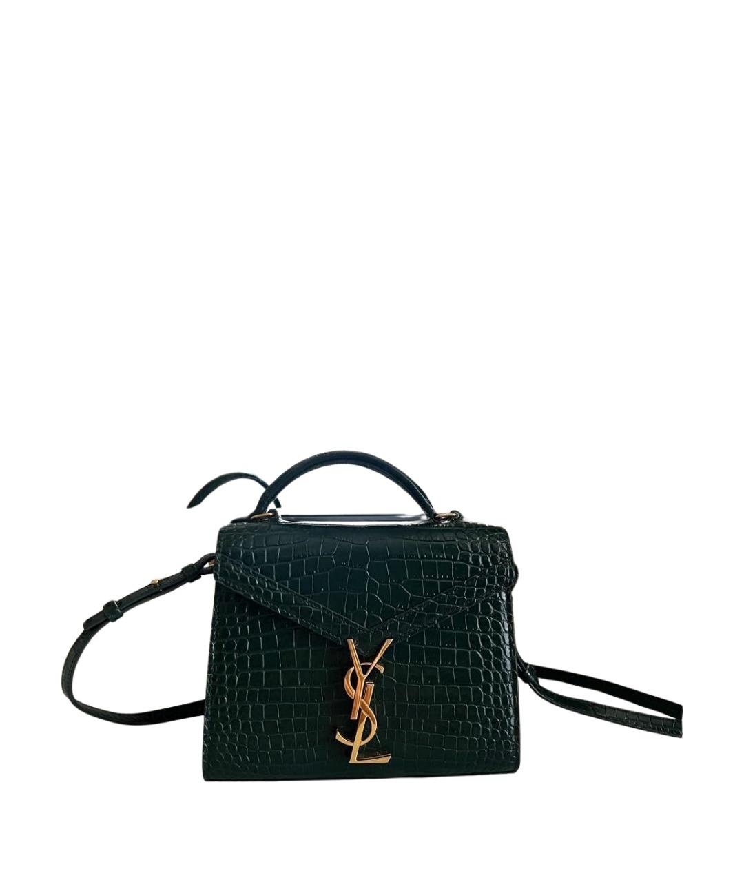 SAINT LAURENT Зеленая сумка через плечо из лакированной кожи, фото 1
