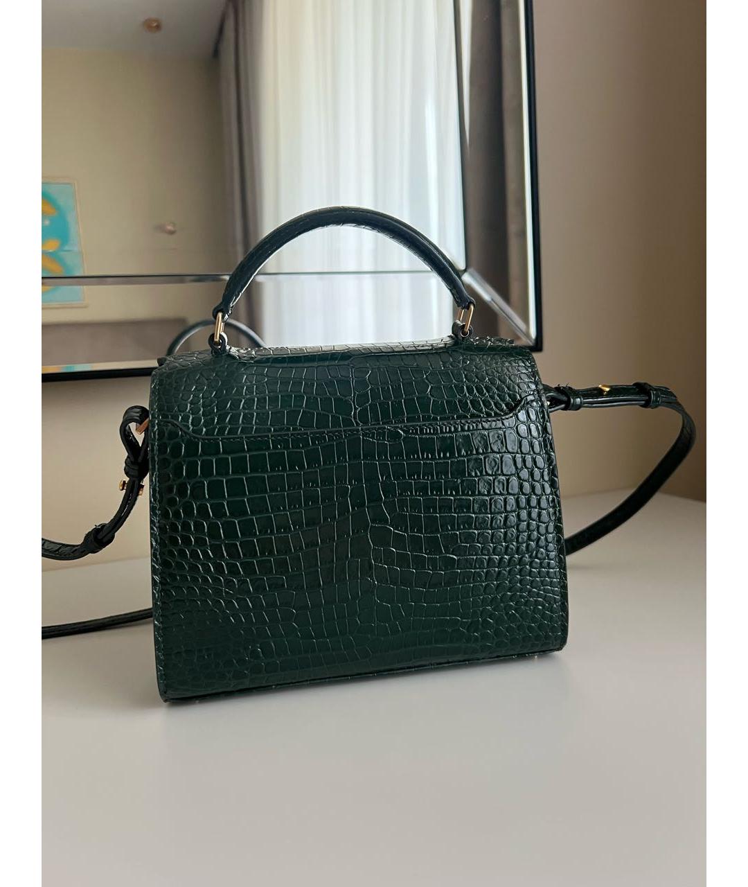 SAINT LAURENT Зеленая сумка через плечо из лакированной кожи, фото 3
