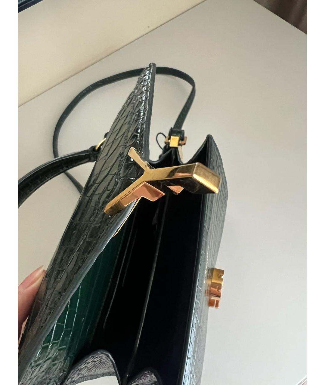 SAINT LAURENT Зеленая сумка через плечо из лакированной кожи, фото 4