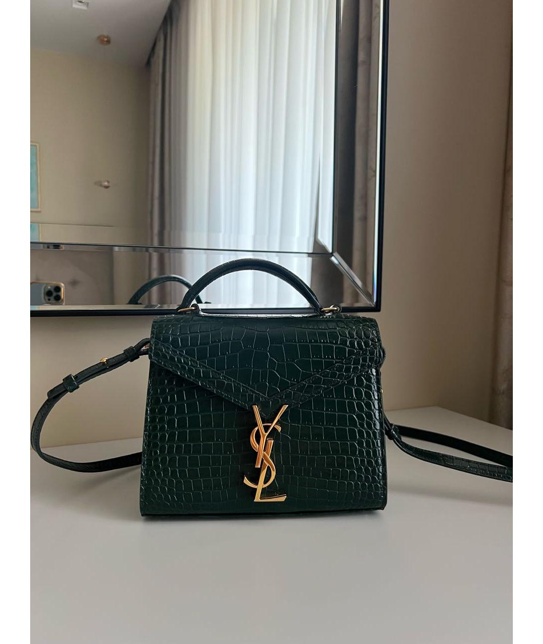 SAINT LAURENT Зеленая сумка через плечо из лакированной кожи, фото 7