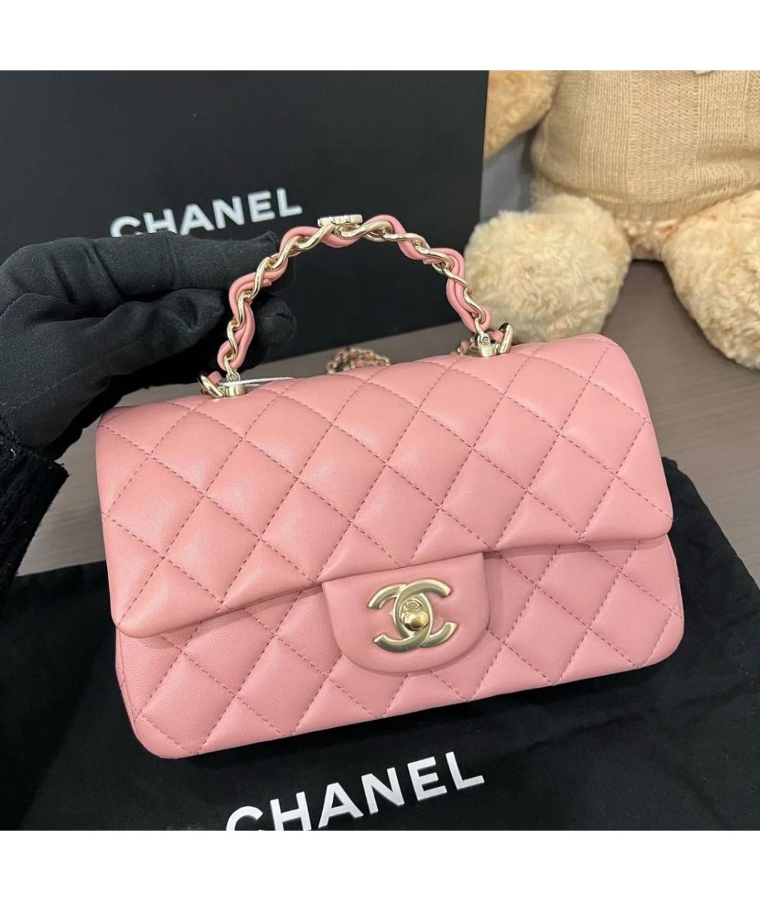 CHANEL Розовая кожаная сумка через плечо, фото 2